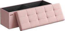 Storage Ottoman, Foldable Small Ottoman Foot Rest, 38 x 110 x 38 cm PINK