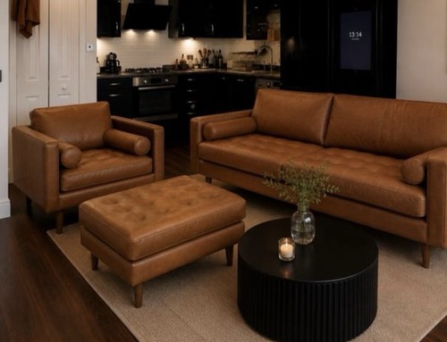 Old tan faux - suede, 3-seater