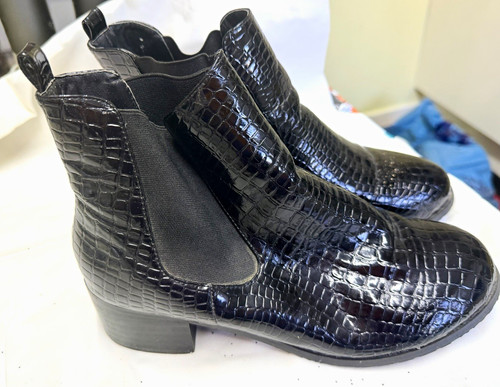Black croc faux leather - black,