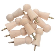  10pcs Wooden Shaker Peg Wood Screw-On Hooks Bathroom Coat Hangers Unfinished