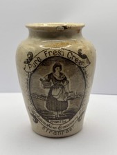 Old Stranraer rich preserved cream pot, milk maid. Serpia print, damaged