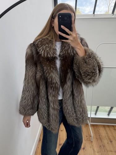 Silver fox fur coat - fox,