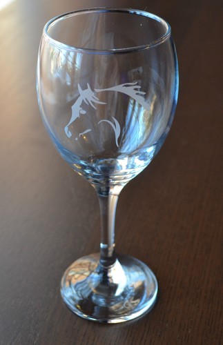 Horse head etched - horse, glass