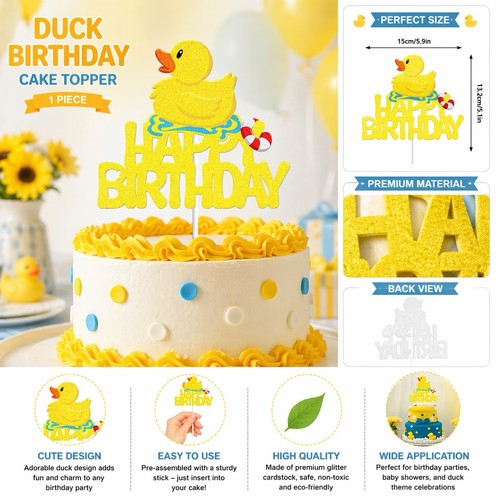 Duck birthday cake topper - duck, –