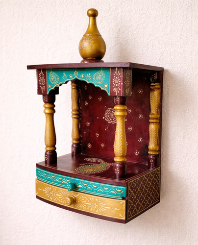 Wooden handpainted pooja - wooden,