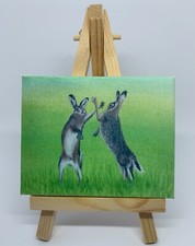 Boxing Hares Printed Mini Art