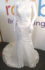 Victoria Kay Beautiful Strapless White Lace Crystal Wedding Dress UK 10 *NWOT*