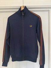 Fred Perry Zip up Tracksuit top - Blue with Burgundy & Gold Arm trim (small)