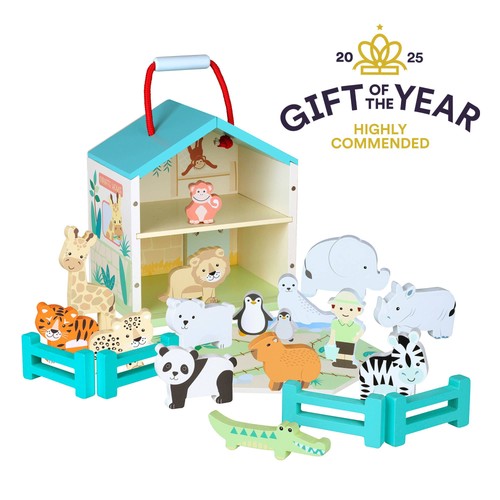 Wooden zoo and - animal, play