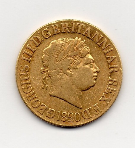 1820 gold sovereign george - gold, sovereign,