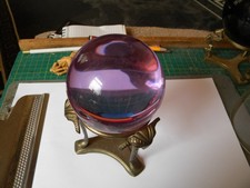 Antique Amethyst Crystal Ball Brass Ornate Metal Stand - Scrying - Fortunes!