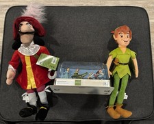 DISNEY - PETER PAN & CAPTAIN HOOK Pirate Plush Stuffed Toy Dolls - 20" & playset