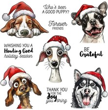 Christmas Clear Stamps Dogs Transparent Stamp Animals Sentiments Card Making 