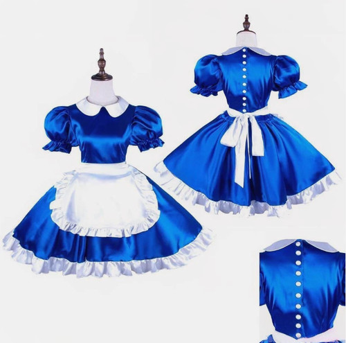 Girl maid sissy blue satin - girl,