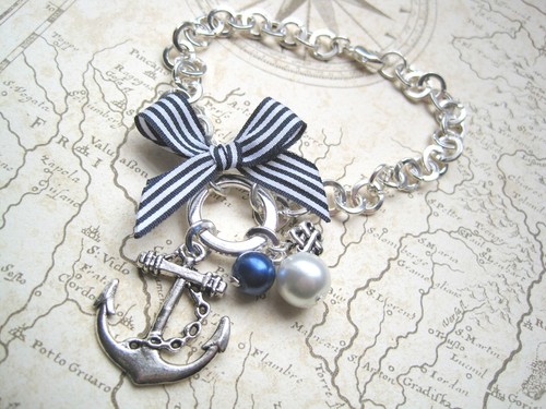 Anchor nautical navy stripe - nautical,