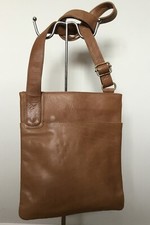 JOBIS Medium Sized Tan Brown  Leather Crossbody Bag With Pockets & Lined