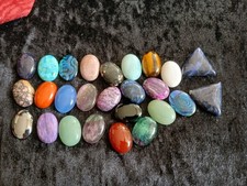 Job Lot 26 Gemstone Cabochons 18x25 Rhodonite, Agate, And More. Less Than £2 Ea