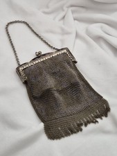 Vintage/Antique Painted Enamel Chain Mail Mesh Evening Bag/Purse 1920s Edwardian