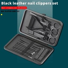 18 PC Men Pro Steel Manicure Nail Clipper Set Male Pedicure Travel Grooming Kit