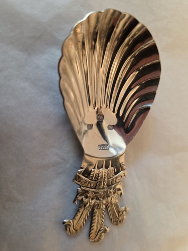 Silver scalloped caddy spoon - silver,