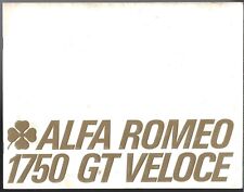Alfa Romeo 1750 GT Veloce 1968-1970 UK Market Sales Brochure GTV