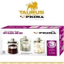 3x PRIMA GLASS JAR SET Tea