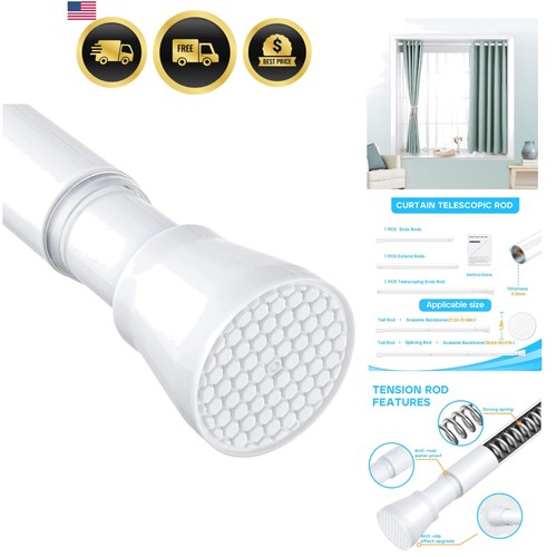 White tension curtain rod for - white,