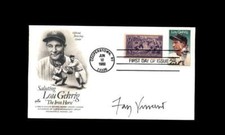 Fay Vincent JSA Signed FDC 1989 First Day Cover Cache Lou Gehrig Autographed