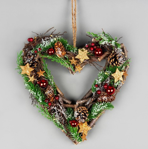 Prelit heart wreath 30cm led - prelit,