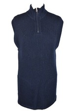 ZARA Blue Knitwear Jumper size S-M Womens 1/4 Zip Pullover Sleeveless Vest