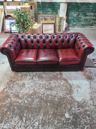 Oxblood leather chesterfield - oxblood,