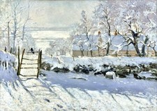 Monet Winter Landscape Wall Art Poster - Impressionist Snow Scene