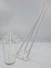 9"/23cm White Angled Hairpin Table Legs x  4  Steel Solid Steel with 16 x bolts