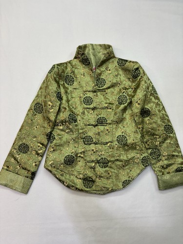 Vintage green gold satin - green,
