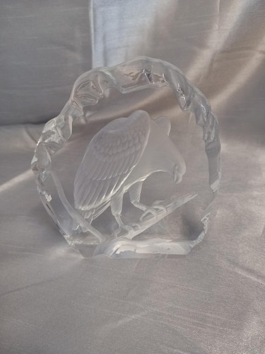 Glass eagle paperweight - glass,