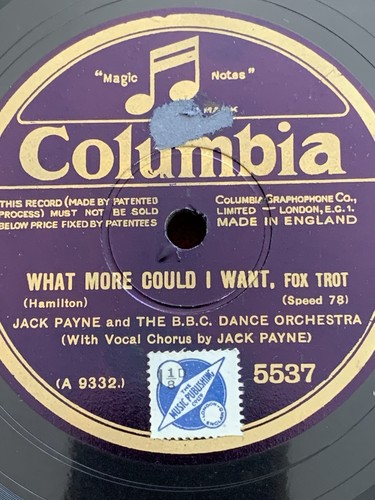 78rpm columbia 5537 jack payne - columbia,