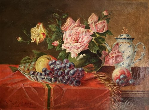 Antique oil painting fine - painting,