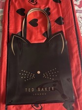 Ted Baker Felicon Black & Gold Cat Large Tote/Shopper Bag