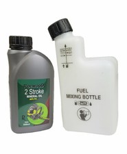 2 Stroke Oil 500ML & Fuel Petrol Mixing Bottle Ideal For Stihl Strimmer
