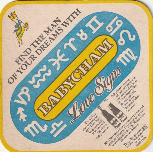 Beer mat babycham love - beer,