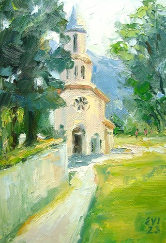 Church original oil painting - church,