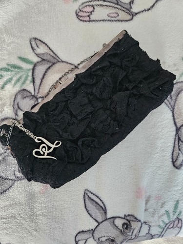 Lipsy black lace handbag - lace, ~