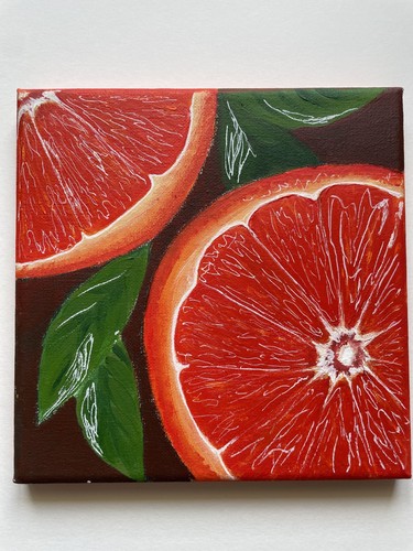 Orange hand painted acrylic - orange,