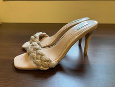 LITTLE MISTRESS Nude Diamanté  Open Toe Sandal High Heel Shoes UK Size 4