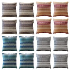 Set of 4 Cushion Covers 18 x 18 Fancy Modern Sofa Bed Square Pillow Stripe Cover