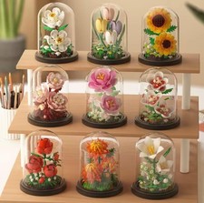 Lego flowers with dust cover - Gift Idea, Home Decor Set, Toy