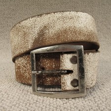 Petrol Leather Belt Size 34 Medium White Solid White Vintage Patina