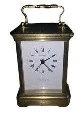 Vintage Tiffany & Co. Swiss Made Mantle Square Desk Clock Decorative Brass