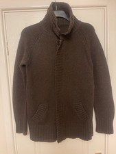 Ladies Chocolate Brown  Wool Long Zip Cardigan Jacket Size 16 By La Redoute￼