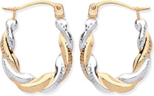 9ct yellow white gold - white, creole